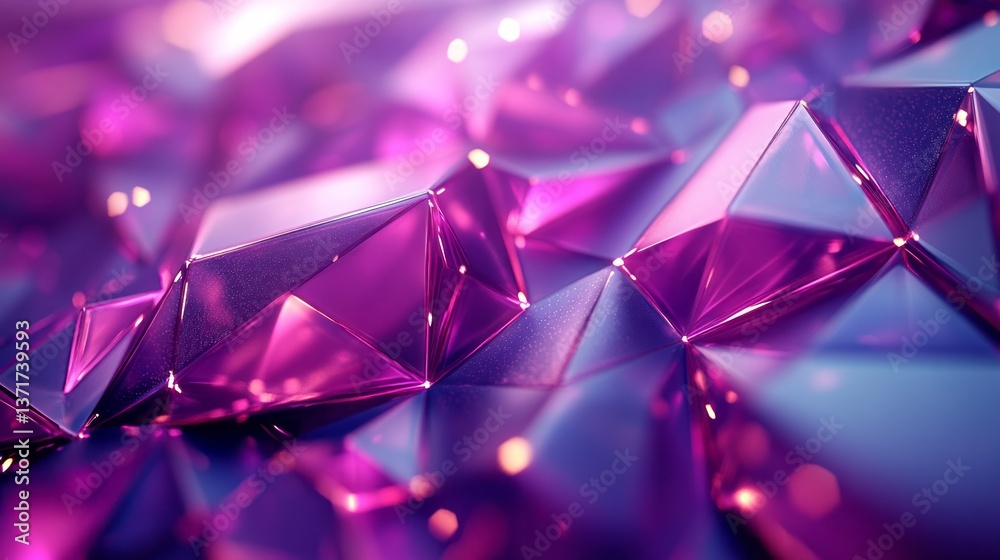 Sticker abstract polygonal surface showcases depth with striking colors and light