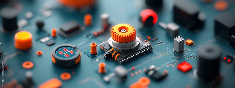Poster a futuristic technology design featuring sleek metallic architecture intricate circuitry and advance