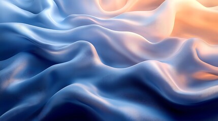 Obraz premium A silky abstract background with a gradient of deep navy and soft sky blue, flowing like ocean waves with smooth, reflective surfaces,