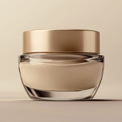Elegant Skincare Cream Jar mockup with Gold Lid