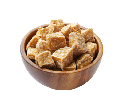 a bowl of tempeh isolated on white background

