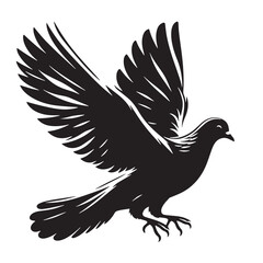 Obraz premium Black Passenger Pigeon Silhouette Vector, High Quality Illustration on White Background