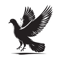 Fototapeta premium Black Passenger Pigeon Silhouette Vector, High Quality Illustration on White Background