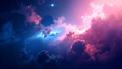 Ethereal Cosmic Clouds with Stars in a Colorful Night Sky