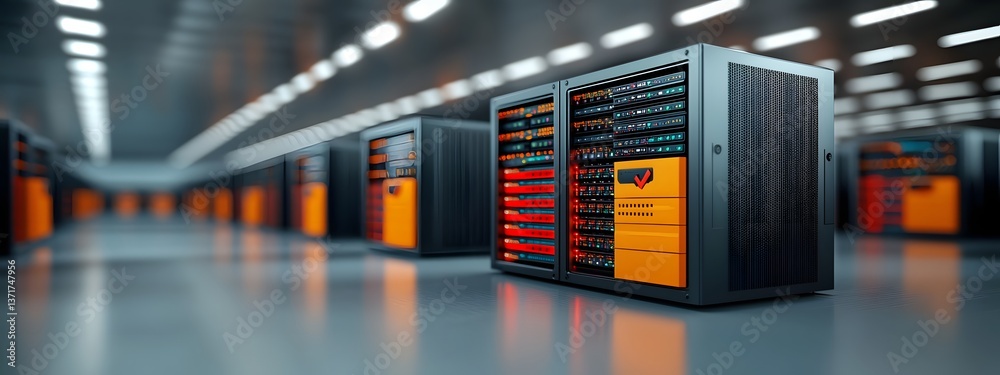 Poster a visually striking and futuristic of advanced server infrastructure showcasing modular chassis inte