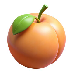 peach 3d render isolated on transparent white background, clipping path