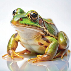 Fototapeta premium A vibrant green and brown frog for National Frog Jumping Day