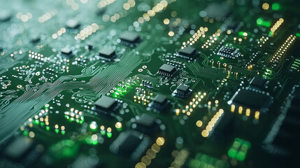 Fototapeta premium Close-up of Circuit Board: Tech Innovation