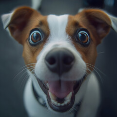 a surprised puppy's face
