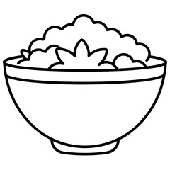 A colorful salad bowl line art vector illustration 