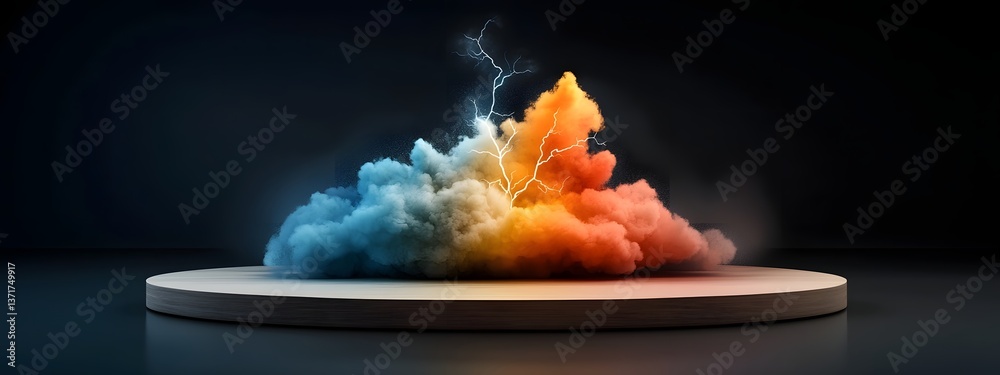 Poster a vivid abstract visualization depicting the frequency content of a thunderstorm s lightning strikes