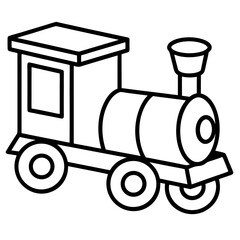 A simple wooden toy train line art vector illustration 