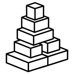 A stack of colorful building block line art vector illustration 