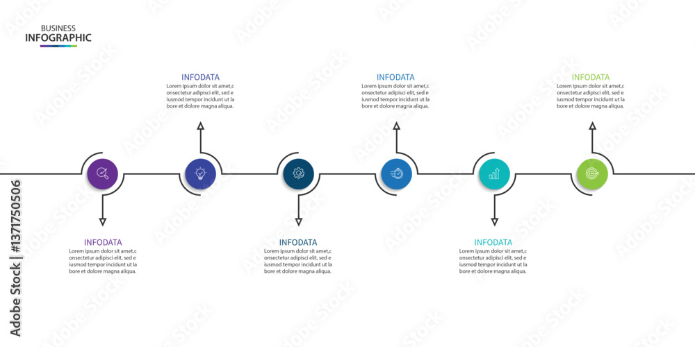 Wall mural infographic design template. timeline concept with 5 steps. can be used for workflow layout, diagram