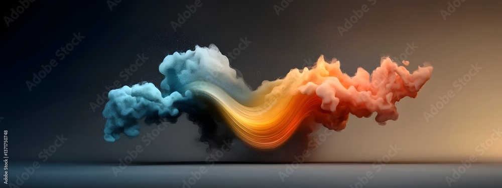 Poster an abstract visually striking image depicting a colorful wave packet with intricate patterns and int