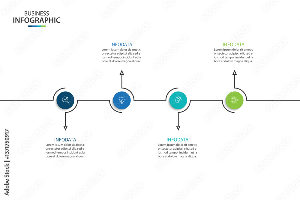 Wall mural infographic design template. timeline concept with 4 steps. can be used for workflow layout, diagram