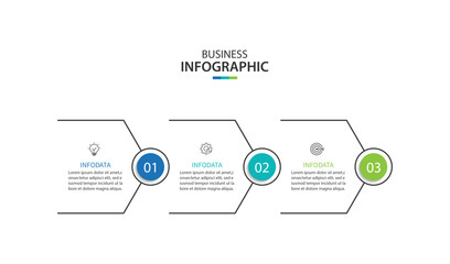 Design template for vector infographic labels with icons and 3 options or steps.	