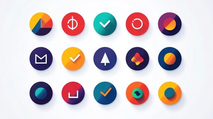 Vibrant Circular Icon Set: Modern App UI Design Elements