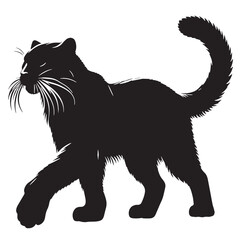 Black Saber-toothed Cat Silhouette Vector, High Quality Illustration on White Background