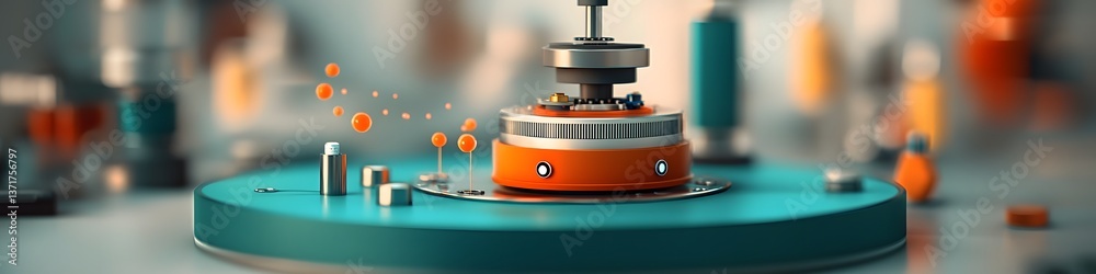 Poster close up view of a specialized scientific instrument or device used to measure the frequency and beh