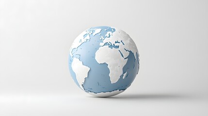 Stylized 3D Earth Globe Model Light Blue Ocean White Landmasses Global Map