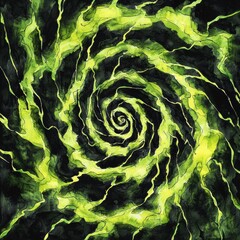 Obraz premium Spiraling green design with intricate patterns evoking a sense of movement and energy