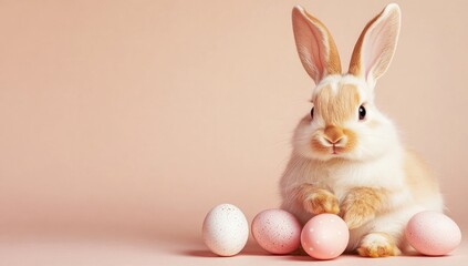 Pixelated Easter Bunny with Pastel Eggs