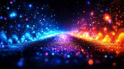 Fototapeta premium Abstract Cosmic Sparkle: Vibrant Galaxy of Light and Color