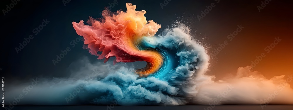 Poster vibrant and dynamic of a wave packet undergoing refraction with its frequencies shifting and changin