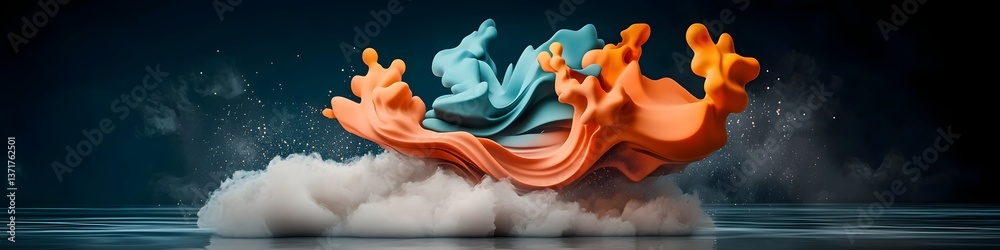 Poster vibrant dynamic depicting the reflection refraction and diffraction of a wave packet at various freq
