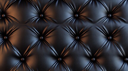 Fototapeta premium Elegant Black Leather Upholstery with Button Tufted Design