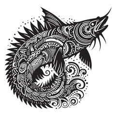 Black Saber-toothed Cat Silhouette Vector, High Quality Illustration on White Background