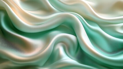 Obraz premium A silky, abstract background in shades of mint green and pearl white, with a soft, flowing effect,