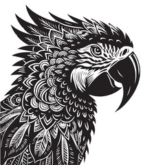 Black Spix’s Macaw Silhouette Vector, High Quality Illustration on White Background