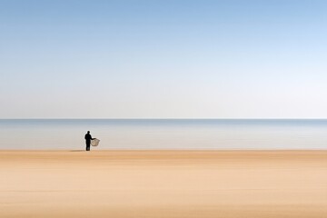 A lone fisherman casting his net into a vast, empty sea, symbolizing hope and perseverance