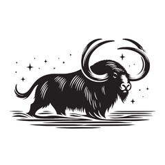 Black Steller's Sea Cow Silhouette Vector, High Quality Illustration on White Background