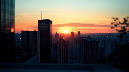 Stunning Cityscape Sunset  Golden Hour Skyline Panorama