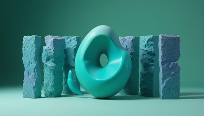 Abstract 3D Sculpture with Textured Blocks