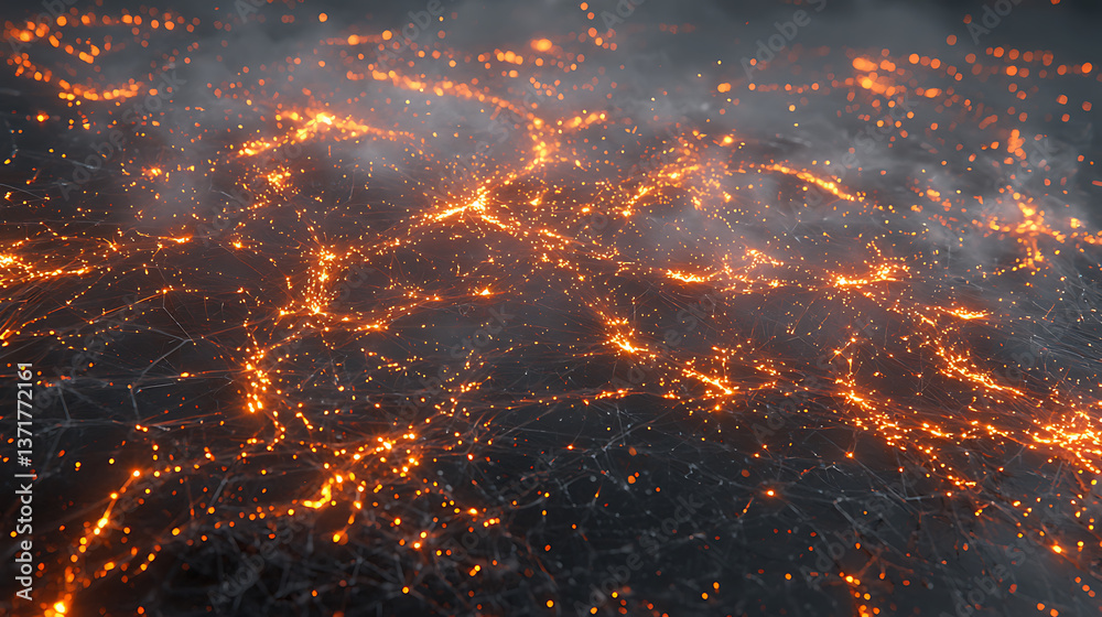 Poster illuminating network connections global scope digital visualization tech environment aerial view dat