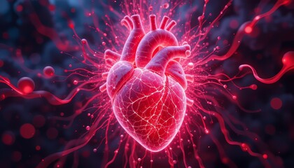 Illuminated Heart with Radiating Energy