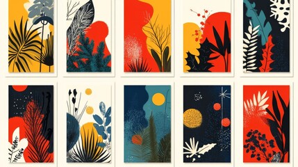 Abstract Botanical Art Prints Modern Minimalist Floral Designs