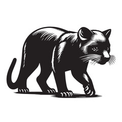 Black Tasmanian Tiger (Thylacine) Silhouette Vector, High Quality Illustration on White Background