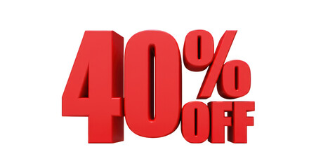 Forty percent off sale in red