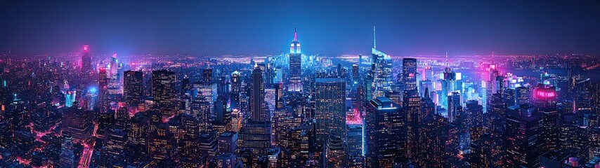 Obraz premium Vibrant city lights at night with stunning skyline and dynamic urban energy on display