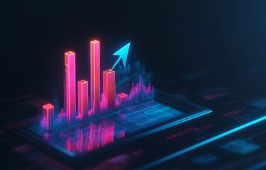 Growing data graph on a futuristic interface