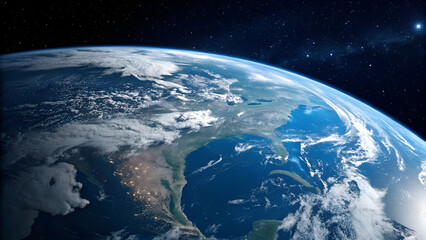 A stunning satellite view of North America illuminated by city lights against the backdrop of space.