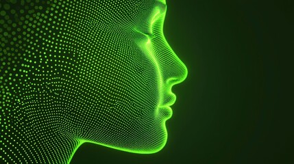 Obraz premium Abstract Glowing Dotted Face Digital Art AI Technology Futuristic Portrait