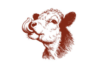 Hereford Cattle hand drawn sketch vector illustration © Shutoda