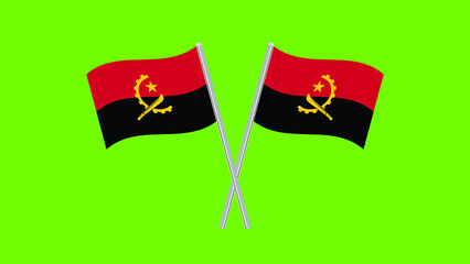 Flag Of Angola, Angola flag, National flag of Angola. Crossed Table flag of Angola