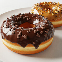 chocolate donut on white background